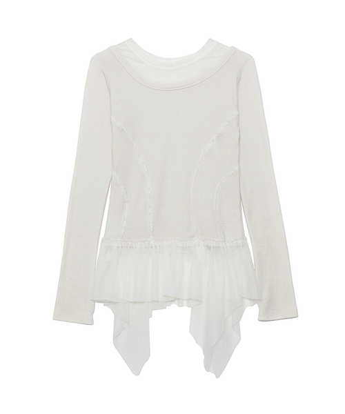 FLAREUP（フレアアップ）の「Layered Lace Frill Long Sleeve (FL-137_Gray)（Tシャツ/カットソー・レディース・グレー/ブラック/クリーム・OS）」の3枚目の写真