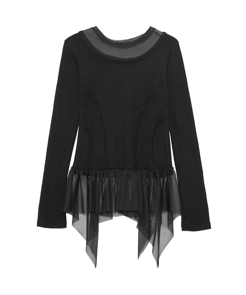 FLAREUP（フレアアップ）の「Layered Lace Frill Long Sleeve (FL-137_Gray)（Tシャツ/カットソー・レディース・グレー/ブラック/クリーム・OS）」の2枚目の写真