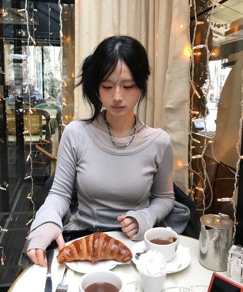 FLAREUP（フレアアップ）の「Layered Lace Frill Long Sleeve (FL-137_Gray)（Tシャツ/カットソー・レディース・グレー/ブラック/クリーム・OS）」の18枚目の写真