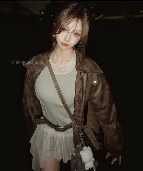FLAREUP（フレアアップ）の「Layered Lace Frill Long Sleeve (FL-137_Gray)（Tシャツ/カットソー・レディース・グレー/ブラック/クリーム・OS）」の4枚目の写真