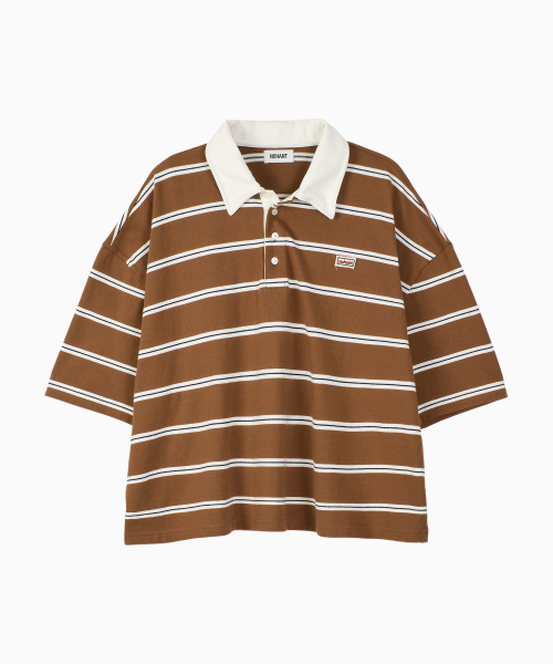 NOHANT(ノアン)の「WIRE STRIPE RUGBY SHORT SLEEVE T-SHIRT BROWN(ポロシャツ・メンズ・ブラウン・SMALL/MEDIUM/LARGE)」の8枚目の写真