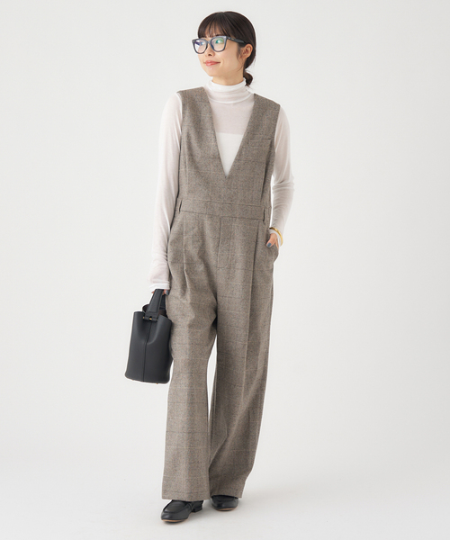 IENA（イエナ）の「ソフトチェック サロペット（サロペット/オーバーオール・レディース・ブラウン・36/38）」の2枚目の写真