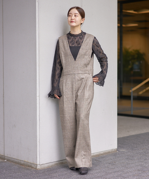 IENA（イエナ）の「ソフトチェック サロペット（サロペット/オーバーオール・レディース・ブラウン・36/38）」の3枚目の写真