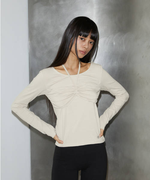 ROSEFRANTZ（ロゼフランツ）の「Shirring Halter Long Sleeve [Ivory]（Tシャツ/カットソー・レディース・アイボリー・OS）」の2枚目の写真