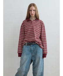 Striped Polo Shirt Burgundy