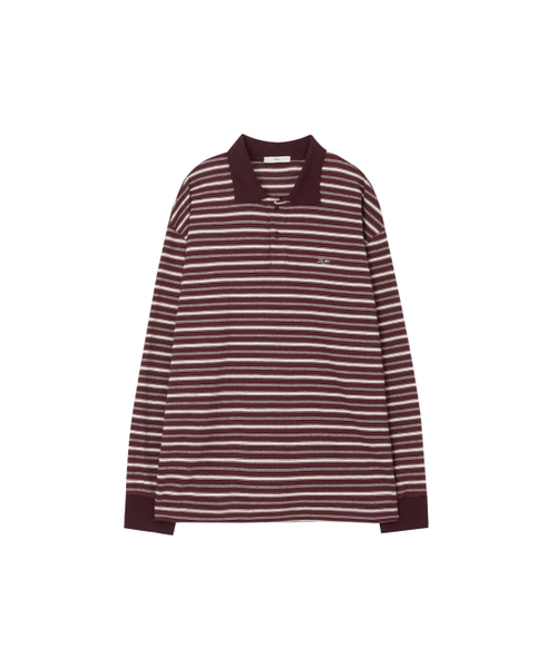 Kijun（キジュン）の「Striped Polo Shirt Burgundy（ポロシャツ・レディース・その他・SMALL/MEDIUM/LARGE）」の3枚目の写真