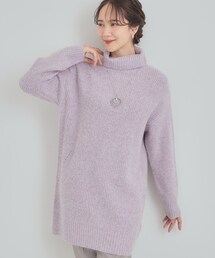 【洗濯機可/S-LL/体型カバー】女性らしい美シルエット チュニックニットワンピース