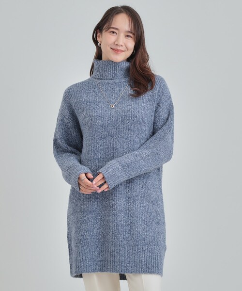 SHOO・LA・RUE（シューラルー）の「【洗濯機可/S-LL/体型カバー】女性らしい美シルエット チュニックニットワンピース（ニット/セーター・レディース・ダークグレー/ベージュ/ライトパープル/ブルー系その他・01/02/03/04）」の5枚目の写真