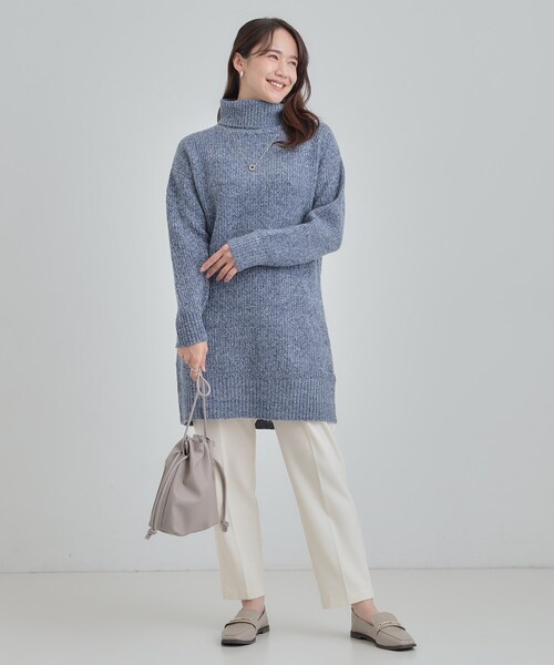 SHOO・LA・RUE（シューラルー）の「【洗濯機可/S-LL/体型カバー】女性らしい美シルエット チュニックニットワンピース（ニット/セーター・レディース・ダークグレー/ベージュ/ライトパープル/ブルー系その他・01/02/03/04）」の7枚目の写真