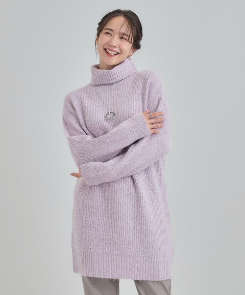 SHOO・LA・RUE（シューラルー）の「【洗濯機可/S-LL/体型カバー】女性らしい美シルエット チュニックニットワンピース（ニット/セーター・レディース・ダークグレー/ベージュ/ライトパープル/ブルー系その他・01/02/03/04）」の9枚目の写真