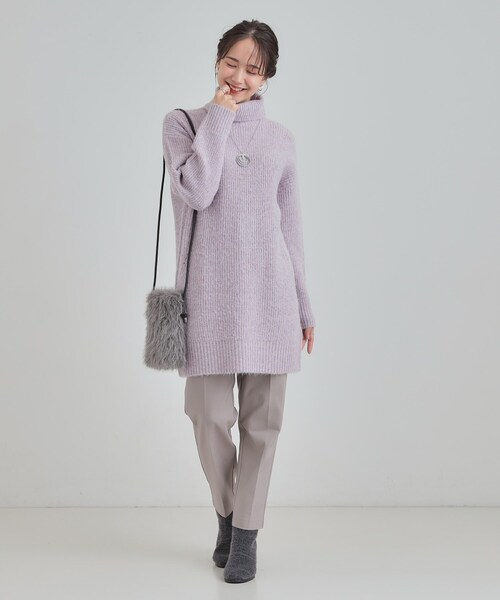 SHOO・LA・RUE（シューラルー）の「【洗濯機可/S-LL/体型カバー】女性らしい美シルエット チュニックニットワンピース（ニット/セーター・レディース・ダークグレー/ベージュ/ライトパープル/ブルー系その他・01/02/03/04）」の11枚目の写真