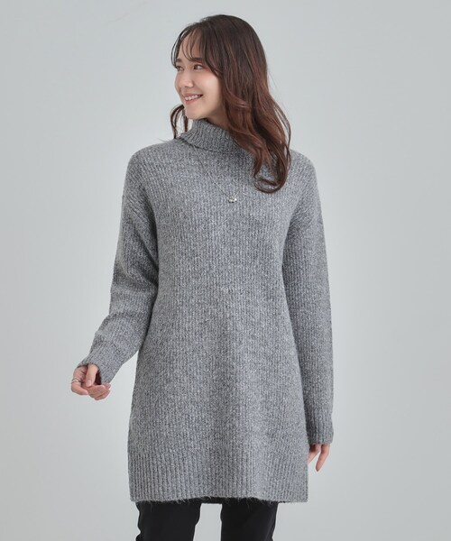 SHOO・LA・RUE（シューラルー）の「【洗濯機可/S-LL/体型カバー】女性らしい美シルエット チュニックニットワンピース（ニット/セーター・レディース・ダークグレー/ベージュ/ライトパープル/ブルー系その他・01/02/03/04）」の13枚目の写真