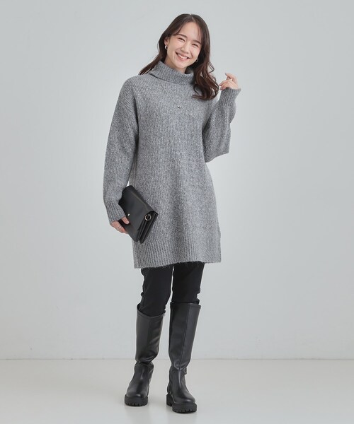 SHOO・LA・RUE（シューラルー）の「【洗濯機可/S-LL/体型カバー】女性らしい美シルエット チュニックニットワンピース（ニット/セーター・レディース・ダークグレー/ベージュ/ライトパープル/ブルー系その他・01/02/03/04）」の15枚目の写真