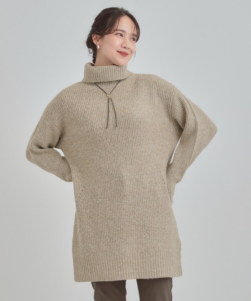SHOO・LA・RUE（シューラルー）の「【洗濯機可/S-LL/体型カバー】女性らしい美シルエット チュニックニットワンピース（ニット/セーター・レディース・ダークグレー/ベージュ/ライトパープル/ブルー系その他・01/02/03/04）」の17枚目の写真