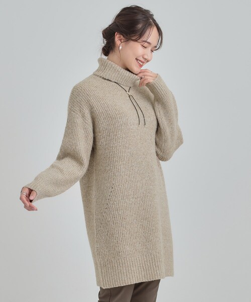 SHOO・LA・RUE（シューラルー）の「【洗濯機可/S-LL/体型カバー】女性らしい美シルエット チュニックニットワンピース（ニット/セーター・レディース・ダークグレー/ベージュ/ライトパープル/ブルー系その他・01/02/03/04）」の18枚目の写真