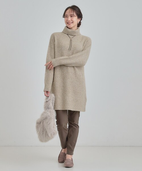 SHOO・LA・RUE（シューラルー）の「【洗濯機可/S-LL/体型カバー】女性らしい美シルエット チュニックニットワンピース（ニット/セーター・レディース・ダークグレー/ベージュ/ライトパープル/ブルー系その他・01/02/03/04）」の19枚目の写真