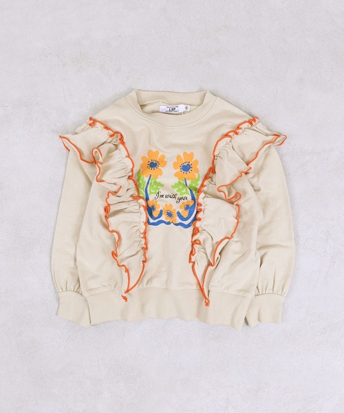 Life Support Products（ライフサポートプロダクツ）の「ウラケボリュームフリルスウット（スウェット・キッズ・オフホワイト/チャコール/ラベンダー/ブルー・150/140/130/120/110/100/95/90/80）」の2枚目の写真