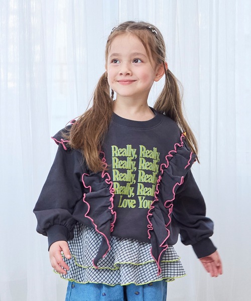 Life Support Products（ライフサポートプロダクツ）の「ウラケボリュームフリルスウット（スウェット・キッズ・オフホワイト/チャコール/ラベンダー/ブルー・150/140/130/120/110/100/95/90/80）」の3枚目の写真