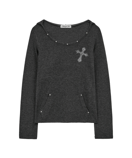 Midnight Move(ミッドナイトムーブ)の「sl cross hood (dark grey)(パーカー・レディース・その他・FREE)」の2枚目の写真