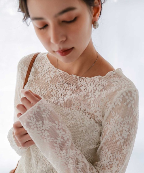 titivate(ティティベイト)の「ペプラムシルエットレーストップス(Tシャツ/カットソー・レディース・オフホワイト/ピンク/ブラック/アイボリー・S/M/L)」の12枚目の写真