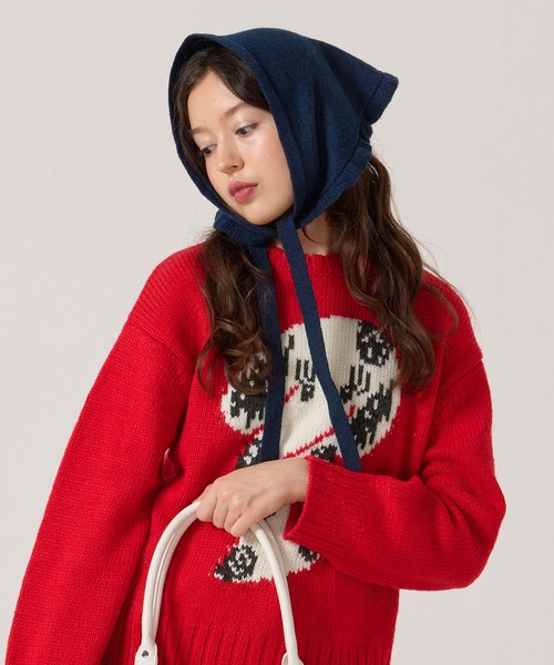 TINA：JOJUN（ティーナジョジュン）の「マルチ ニット スカーフ TINA：JOJUN（バンダナ/スカーフ・レディース・アイボリー/ネイビー・F）」の2枚目の写真