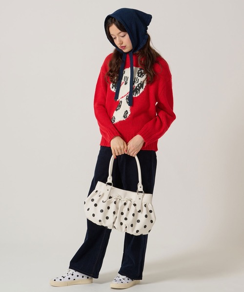 TINA：JOJUN（ティーナジョジュン）の「マルチ ニット スカーフ TINA：JOJUN（バンダナ/スカーフ・レディース・アイボリー/ネイビー・F）」の12枚目の写真