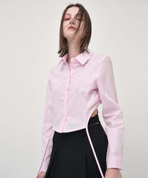 ETMON(エトモン)の「Side Shirring Slim Shirt, Pink(シャツ/ブラウス・レディース・その他・SMALL/MEDIUM)」の1枚目の写真