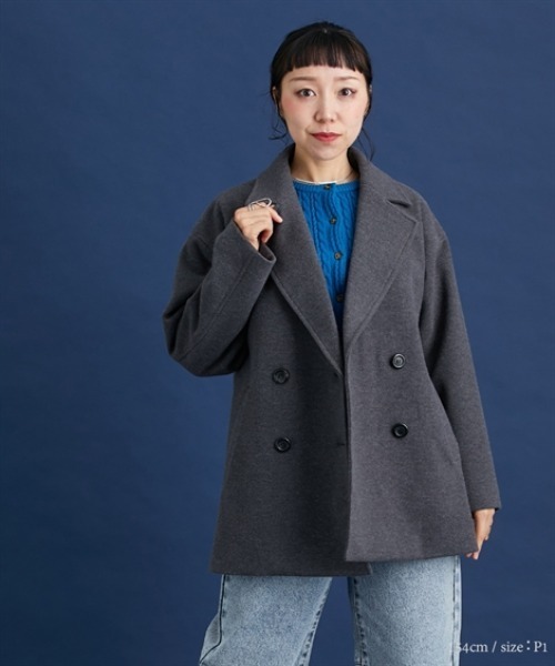 Petitjo（プッチージョ）の「小さいサイズ　【Petimo企画】Pコート　低身長さん・小柄女性（ダッフルコート・レディース・チャコール/スモークピンク・01）」の12枚目の写真