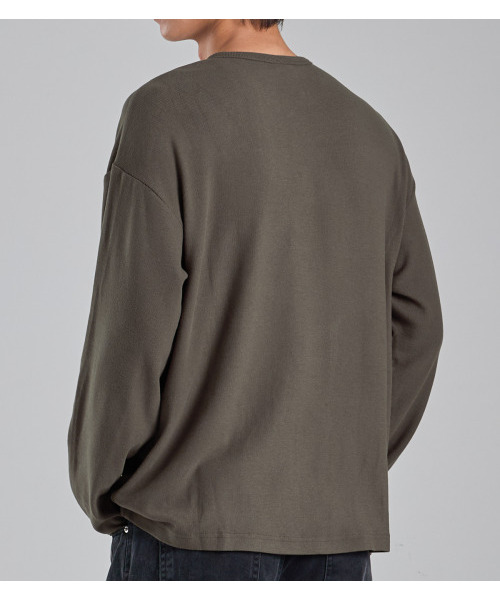 BUTTON SEOUL（ボタンソウル）の「エココジー ヘンリーネック ニットTシャツ (カーキブラウン)（Tシャツ/カットソー・メンズ・その他・MEDIUM/LARGE/X-LARGE）」の9枚目の写真