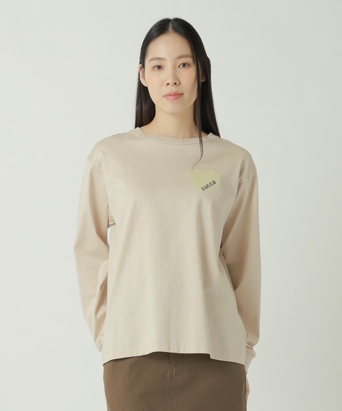 ZUCCa（ズッカ）の「HEART EMBROIDERY L/S T / カットソー / P（Tシャツ/カットソー・レディース・ライトブルー/ベージュ/ダークグレー・XL/M size）」の3枚目の写真