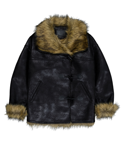 セール】DUFFLE MUSTANG JACKET / BLACK（ムートンコート）｜SETUP-EXE