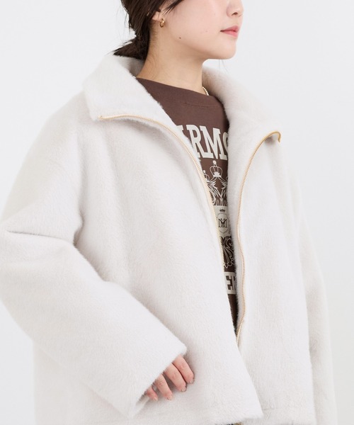 MICA&DEAL(マイカ&ディール)の「スタンドカラーファーブルゾン(ブルゾン・レディース・オフホワイト/ブラウン・FREE)」の14枚目の写真