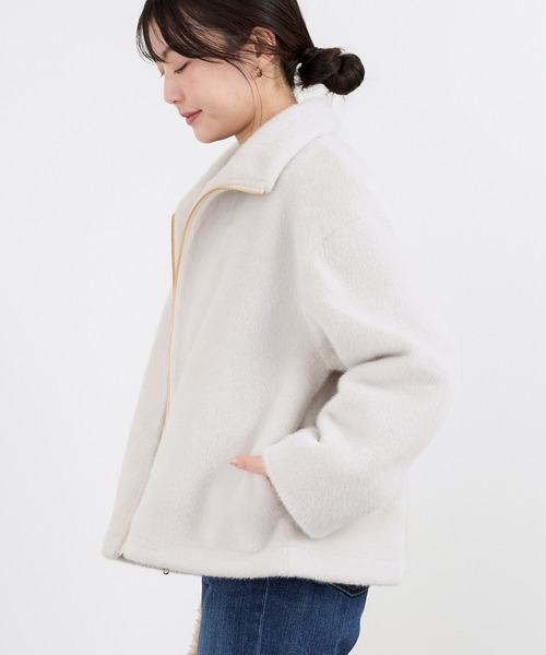 MICA&DEAL(マイカ&ディール)の「スタンドカラーファーブルゾン(ブルゾン・レディース・オフホワイト/ブラウン・FREE)」の15枚目の写真