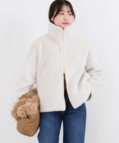 MICA&DEAL(マイカ&ディール)の「スタンドカラーファーブルゾン(ブルゾン・レディース・オフホワイト/ブラウン・FREE)」の18枚目の写真