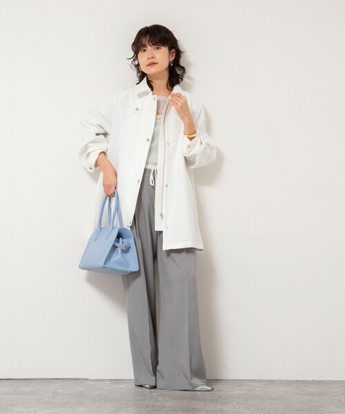 NOLLEY’S Sophi（ノーリーズソフィ）の「ウォッシャブルエアーツイルステンカラーハーフコート（ステンカラーコート・レディース・ベージュ/オフホワイト・38/36）」の3枚目の写真