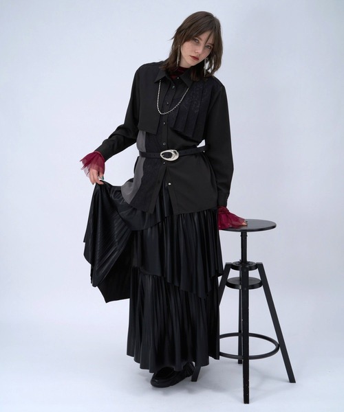 HARE（ハレ）の「フレアプリーツティアードスカート(HARE)（スカート・レディース・ブラック・FREE）」の2枚目の写真