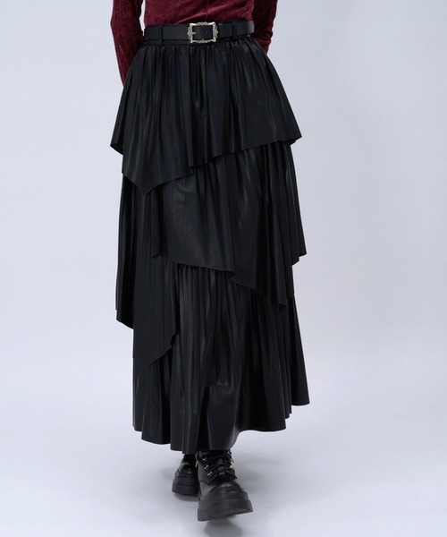 HARE（ハレ）の「フレアプリーツティアードスカート(HARE)（スカート・レディース・ブラック・FREE）」の8枚目の写真