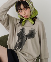 ホースプリントレイヤード風ロンTEE
