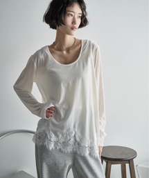 THE YOn（ザヨン）の「2WAYレースヘムベロアロンT（Tシャツ/カットソー）」