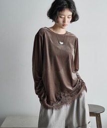 THE YOn（ザヨン）の「2WAYレースヘムベロアロンT（Tシャツ/カットソー）」