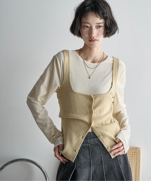 THE YOn(ザヨン)の「2WAYレースヘムベロアロンT(Tシャツ/カットソー・レディース・オフホワイト/イエロー/モカ・FREE)」の11枚目の写真