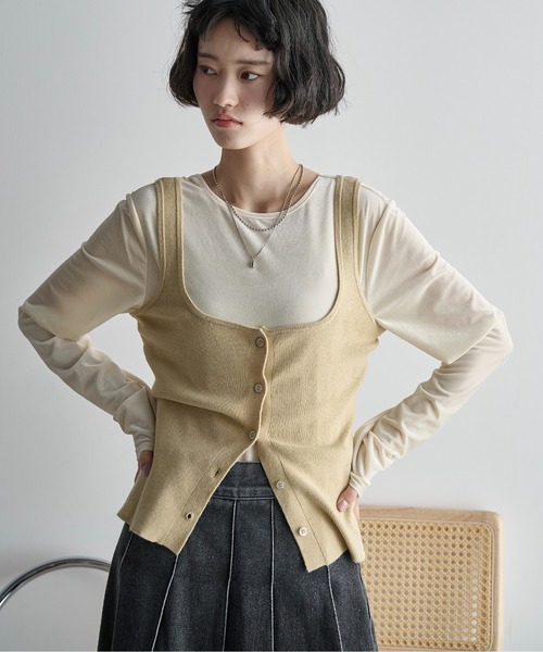 THE YOn(ザヨン)の「2WAYレースヘムベロアロンT(Tシャツ/カットソー・レディース・オフホワイト/イエロー/モカ・FREE)」の12枚目の写真