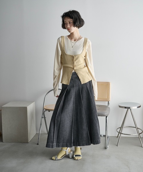 THE YOn(ザヨン)の「2WAYレースヘムベロアロンT(Tシャツ/カットソー・レディース・オフホワイト/イエロー/モカ・FREE)」の13枚目の写真