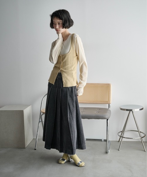 THE YOn(ザヨン)の「2WAYレースヘムベロアロンT(Tシャツ/カットソー・レディース・オフホワイト/イエロー/モカ・FREE)」の14枚目の写真