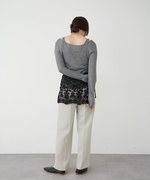 SHENERY（シーナリー）の「センタープレスパンツ（その他パンツ・レディース・アイボリー/ブラック・38/36）」の6枚目の写真