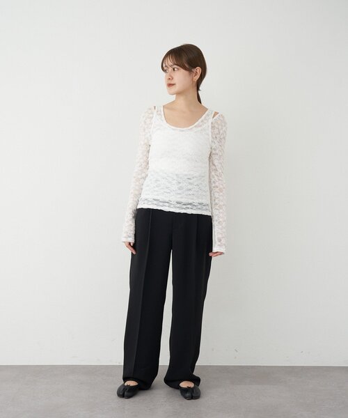 SHENERY（シーナリー）の「センタープレスパンツ（その他パンツ・レディース・アイボリー/ブラック・38/36）」の12枚目の写真