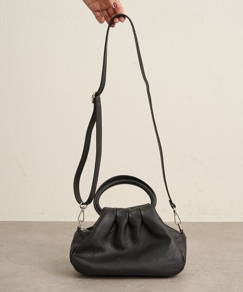 Omekashi（オメカシ）の「【MILLELA FIRENZE】ギャザーハンドバッグ（トートバッグ・レディース・ブラック/モカ・ONE SIZE）」の5枚目の写真