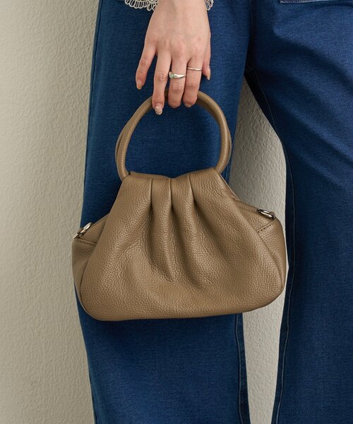 Omekashi（オメカシ）の「【MILLELA FIRENZE】ギャザーハンドバッグ（トートバッグ・レディース・ブラック/モカ・ONE SIZE）」の12枚目の写真