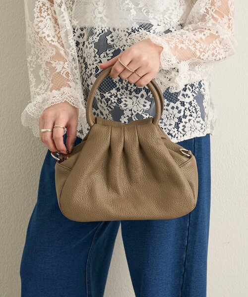 Omekashi（オメカシ）の「【MILLELA FIRENZE】ギャザーハンドバッグ（トートバッグ・レディース・ブラック/モカ・ONE SIZE）」の14枚目の写真