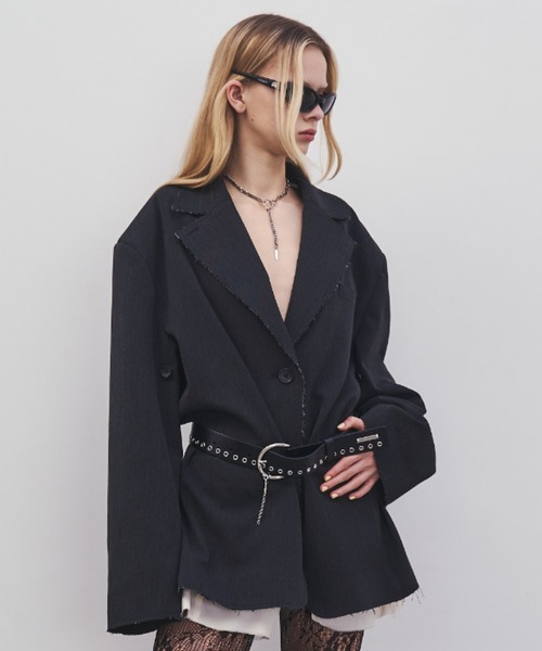 JOSE MOON(ジョゼムーン)の「ARRANGEMENT JACKET/アレンジメントジャケット(テーラードジャケット・レディース・その他/チャコールグレー・FREE)」の4枚目の写真